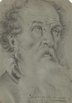 Hoofd van een oude man met baard, omhoog kijkend by Unknown Artist
