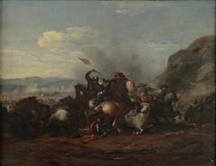 Horsemen in Combat, Man with a Red Flag by Jacques Courtois