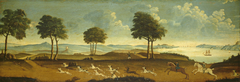 Hunting Scene with a Harbor by Anonymous