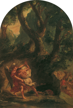 Jakob ringt mit dem Engel by Eugène Delacroix