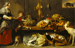 Kitchen Still Life with a Maid and Young Boy