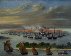 La Escuadra en el canal Privado del Paso de la Patria, 23 de abril de 1866 by Candido Lopez