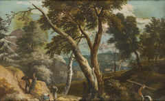 Landscape with Peasants and Woodcutters by Marco Ricci