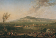 Laxenburg vom Lusthaus auf der Hanawiese gegen Mödling by Johann Christian Brand