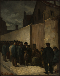 Les Pauvres au coin de la rue de la Santé, en 1869 by Auguste André Lançon