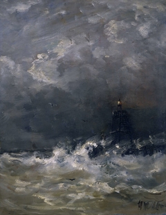 Lighthouse in Breaking Waves by Hendrik Willem Mesdag