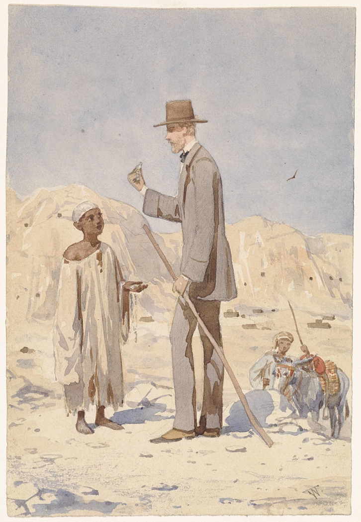 Louis Philippe Albert d'Orleans, bij een opgraving in Egypte