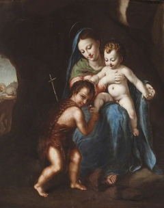 Madonna and Child with the Infant Saint John the Baptist by follower of Correggio