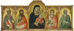 Madonna and Christ Child with a Bishop Saint, Saint John the Baptist, Saint Michael and an Unidentified Saint by Goodhart Master