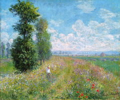Meadow with Poplars by Claude Monet