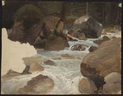 Mountain stream in the forest, sketch by Chrystian Breslauer