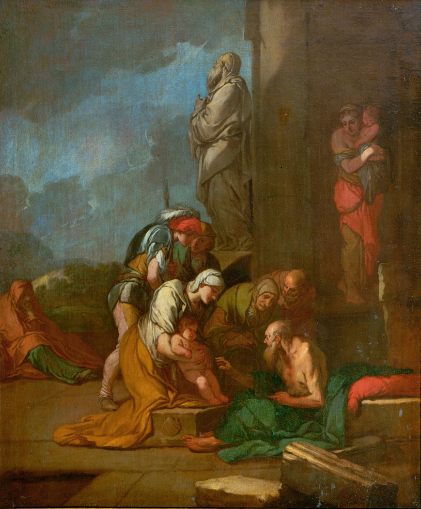 Nymphe Liriope bringt ihren Sohn Narcissus zu Tiresias