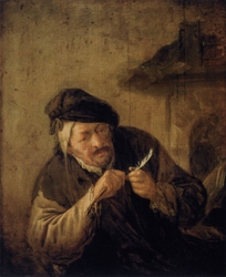 Old Man Mending his Pen