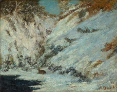 Paysage de neige dans le Jura avec chevreuil by Gustave Courbet