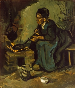 Peasant Woman Cooking by a Fireplace by Vincent van Gogh