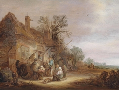 Peasants and musicians outside a tavern