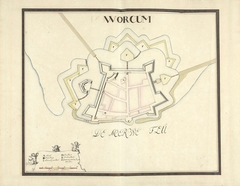 Plattegrond van Workum, ca. 1701-1715 by Samuel Du Ry de Champdoré