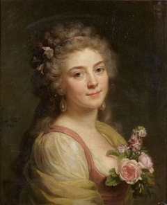 Portrait de femme au corsage fleuri, dit aussi Portrait présumé de Mademoiselle Bélier by Marie-Geneviève Bouliard