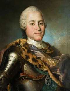 Portrait of Heinrich von Brühl in armor. by Louis de Silvestre
