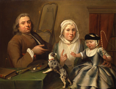 Portrait of the painter Albert the Jonck, his wife Maria and their son William Verpoorten by Aert Schouman