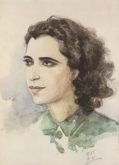 Portrait of Thurayya Farroukh, the artist's Spouse by Moustafa Farroukh