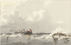 Roeiboot op zee by Frans Arnold Breuhaus de Groot