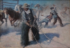 Roping Horses in the Corral by N.C. Wyeth