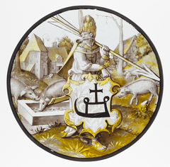 Roundel with Turkish Soldier holding an Arrow and Support