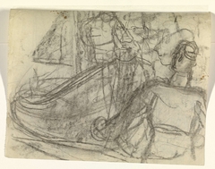 Schetsblad met boot en enkele figuurstudies by Leo Gestel