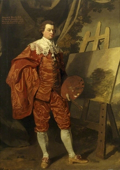 Self-portrait in Vandyke Dress at his Easel by Oldfield Bowles