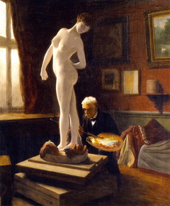self-portrait, painting "The Ball Player"