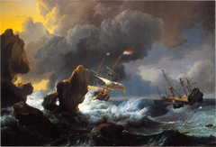 Ships in Distress off a Rocky Coast by Ludolf Bakhuizen