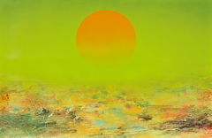 Space Series: The Red Sun Rising from Five Flower Pond by Liu Guosong