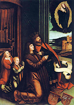 St Ladislas Presents Wladislav II and his Sons to the Virgin by Bernhard Strigel