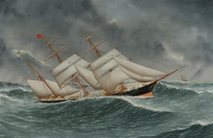 The barque ‘Camphill’ in a rough sea by John Fannen