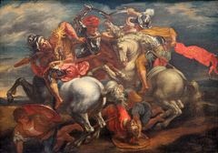 "The Battle of Anghiari  " (The fight for the standard).