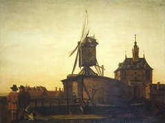The Old Oostpoort Gate and Windmill near Rotterdam by Anonymous