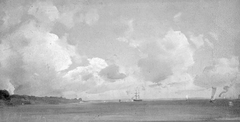 The Sound with ships, Near Espergærde by Vilhelm Petersen