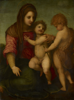 The Virgin and Child with Saint John by Workshop of Andrea del Sarto
