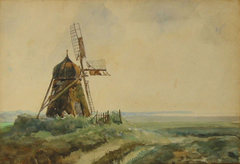 The windmill at Grønnestrand, Denmark. by Hans Nikolaj Hansen