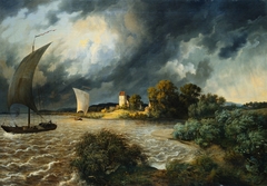 Thunderstorm in the area of the village Kaditz by Ernst Ferdinand Oehme