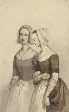 Twee weesmeisjes (?) by Johannes Christiaan d' Arnaud Gerkens