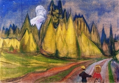 Two Children on their way to the Fairytale Forest by Edvard Munch