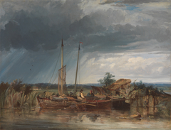 Two Fishing Boats on the Banks of Inland Water