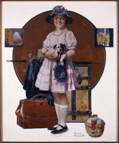 Vacation's Over (Girl Returning from Summer Trip ) by Norman Rockwell