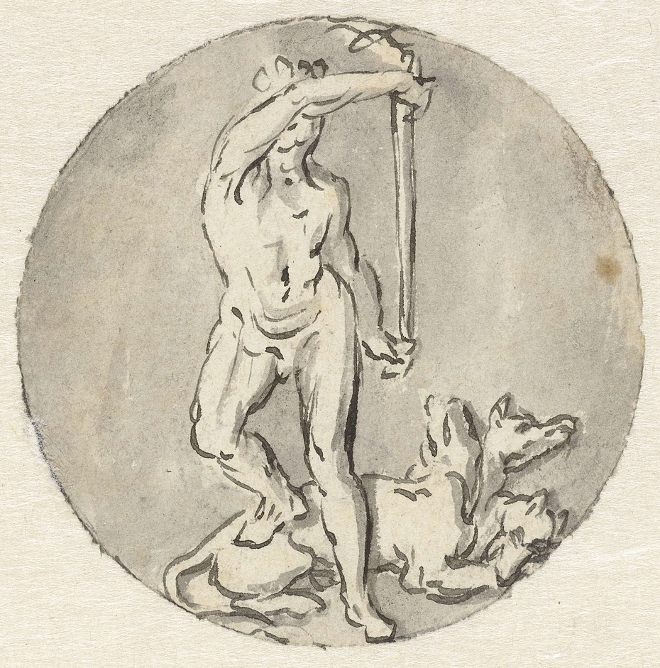 Variant voor medaillon: Hercules met Cerberus