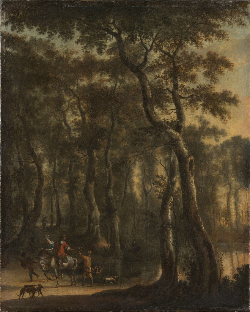 View of a Forest with Hunters
