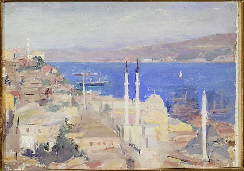 View of the port in Constantinople. From the journey to Constantinople
