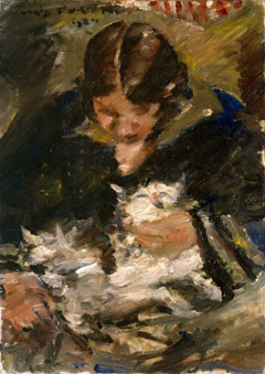 Wilhelmine mit Katze by Lovis Corinth