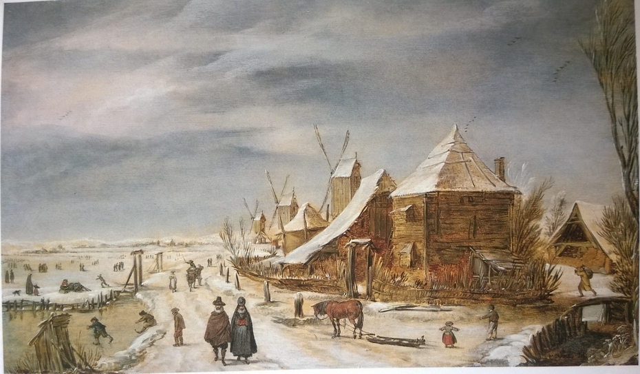 Winter Landscape with Windmills